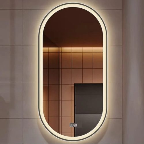 Oglindă Baie LED și Dezaburire Premium cu Senzor Touch, Lumina Rece, Caldă și Neutră,Elit's 55x100cm