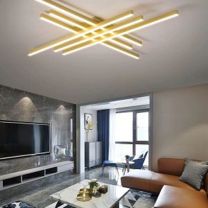 Lustra LED Holly Two, Cu Telecomanda, 3 Tipuri De Lumina, Intensitate Reglabila,Elit's 146W, Gold