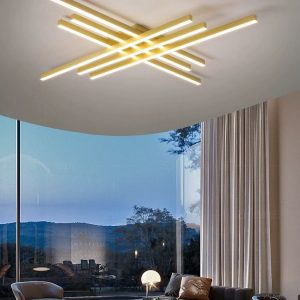 Lustra LED Holly Two, Cu Telecomanda, 3 Tipuri De Lumina, Intensitate Reglabila,Elit's 146W, Gold