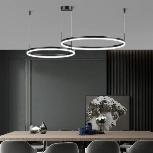 Lustra LED Cu Telecomanda ORO, 2 cercuri, Negru,Elit's 120w