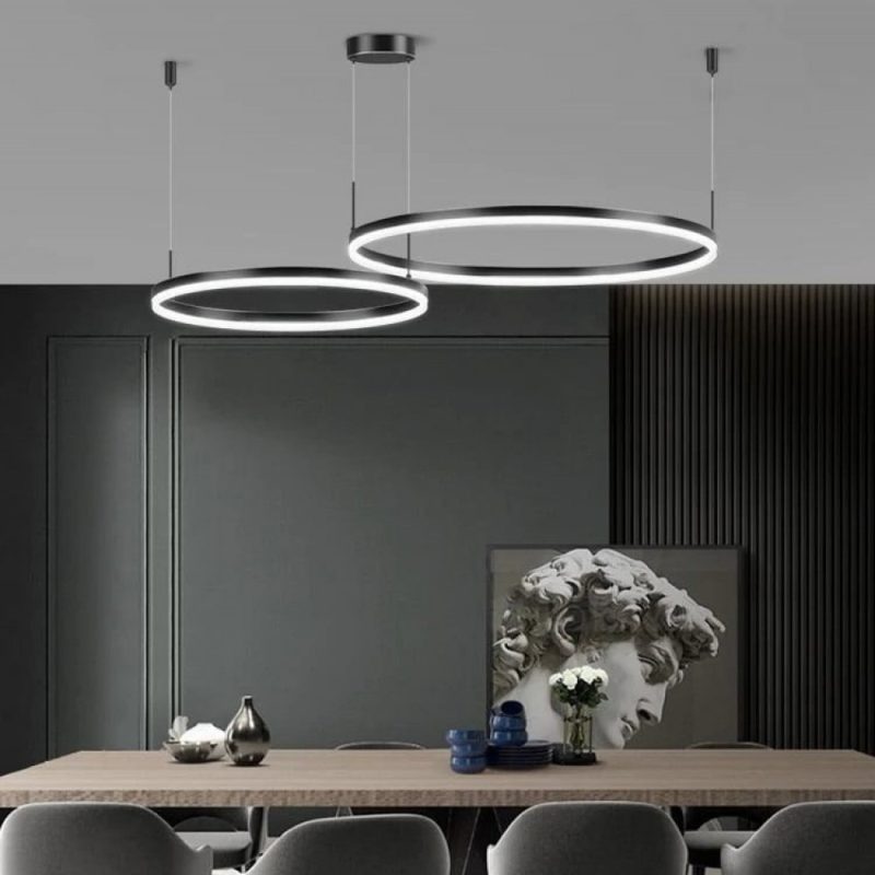 Lustra LED Cu Telecomanda ORO, 2 cercuri, Negru,Elit's 120w
