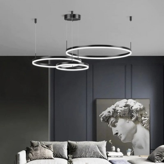 Lustra LED Cu Telecomanda ORO, 3 cercuri, Negru Sidef,Elit's 160w