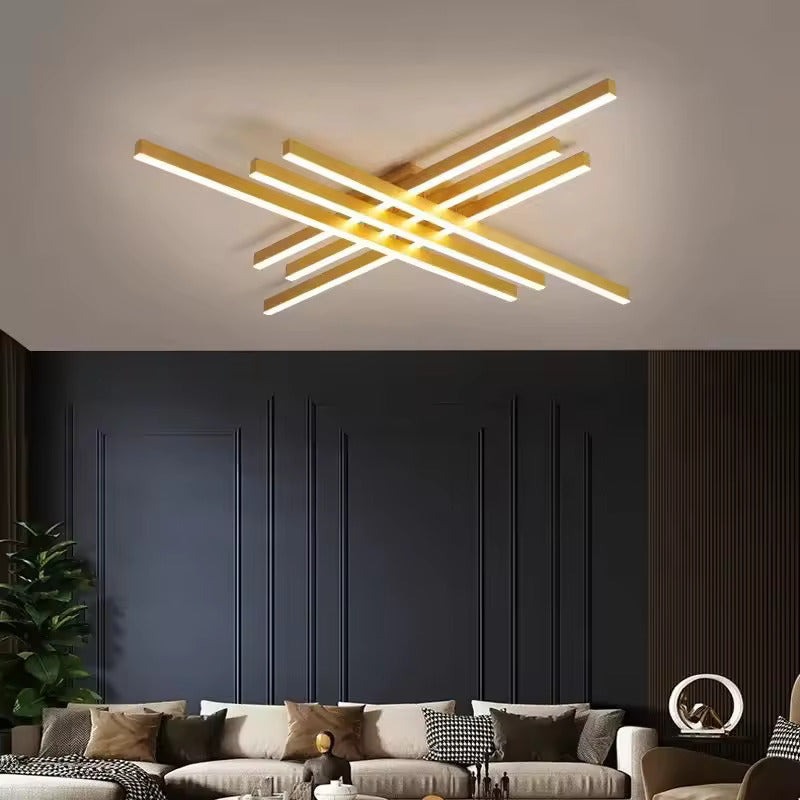 Lustra LED Holly Two, Cu Telecomanda, 3 Tipuri De Lumina, Intensitate Reglabila,Elit's 146W, Gold