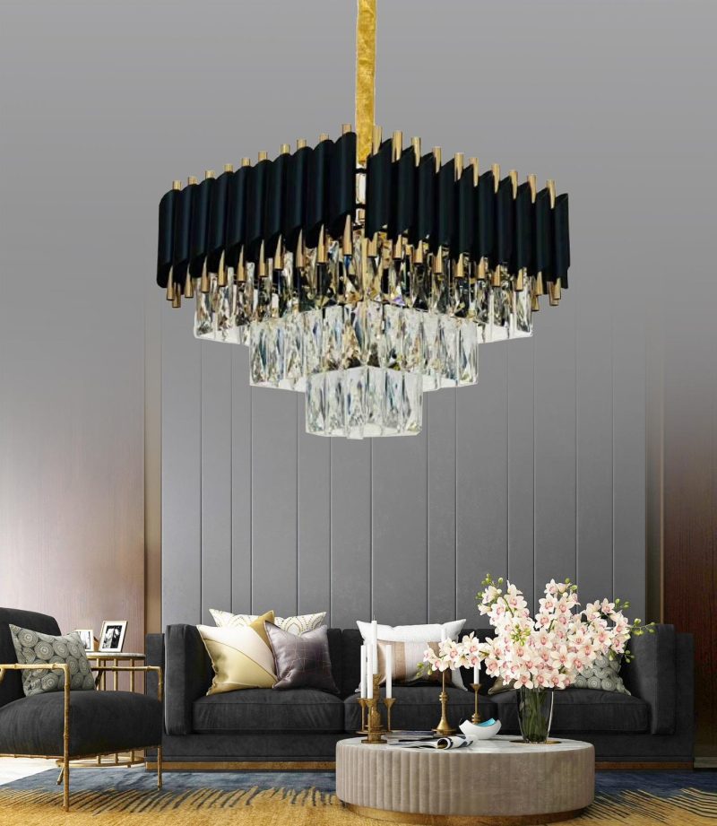 Candelabru Cristal Raven, black, 50cm