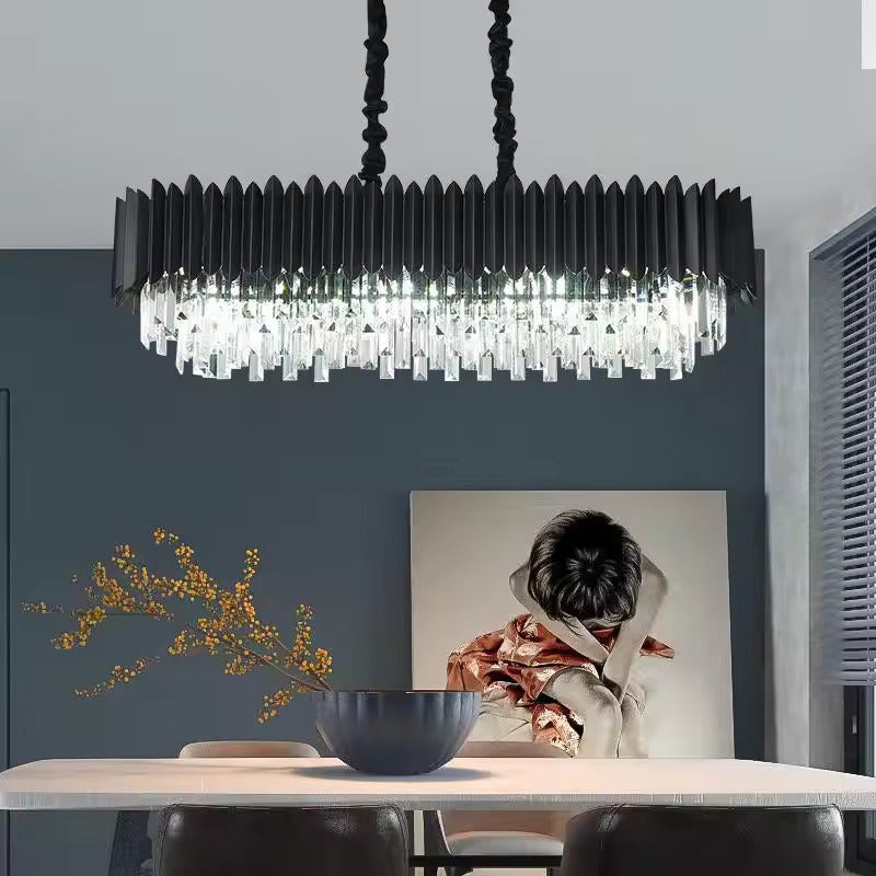 Candelabru Cristal, 8 X E27, Negru, 80x30cm Elit's
