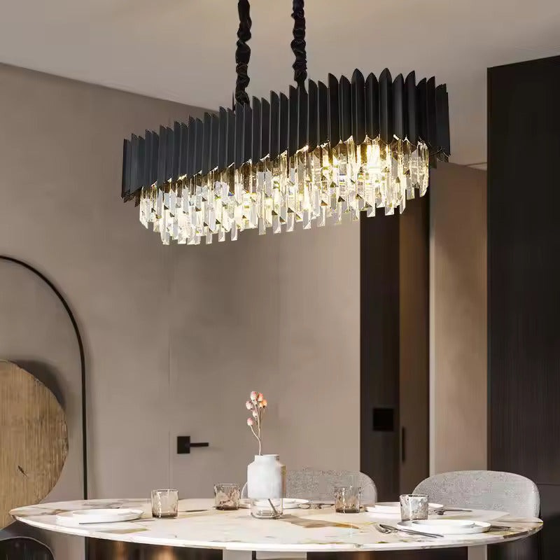 Candelabru Cristal, 8 X E27, Negru, 80x30cm Elit's