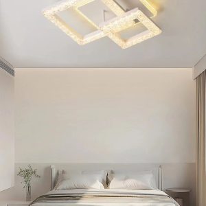 Lustra LED Cristal cu telecomanda, 2 patrate Elit's