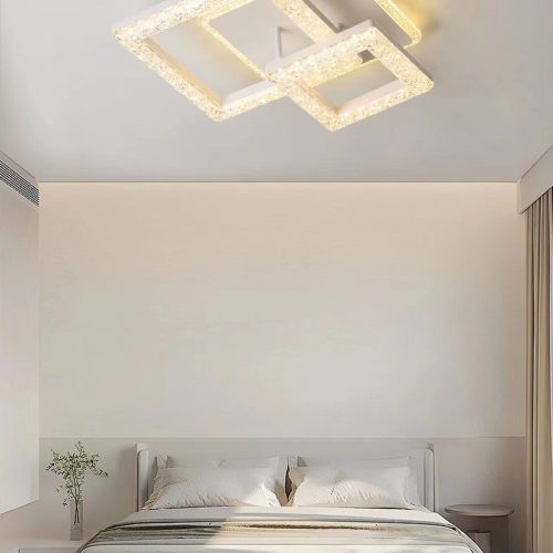 Lustra LED Cristal cu telecomanda, 2 patrate Elit's