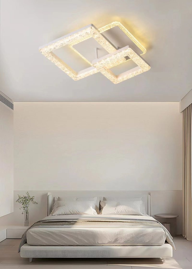 Lustra LED Cristal cu telecomanda, 2 patrate Elit's