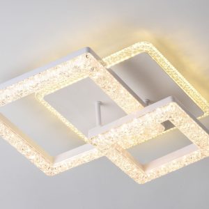 Lustra LED Cristal cu telecomanda, 2 patrate Elit's