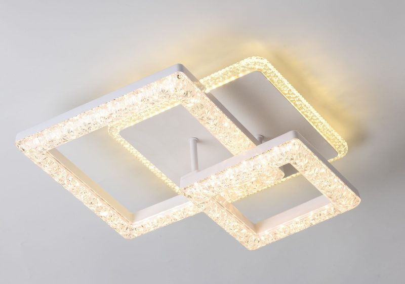 Lustra LED Cristal cu telecomanda, 2 patrate Elit's