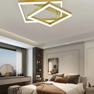 Lustra cu telecomanda, 2 patrate, gold Elit's