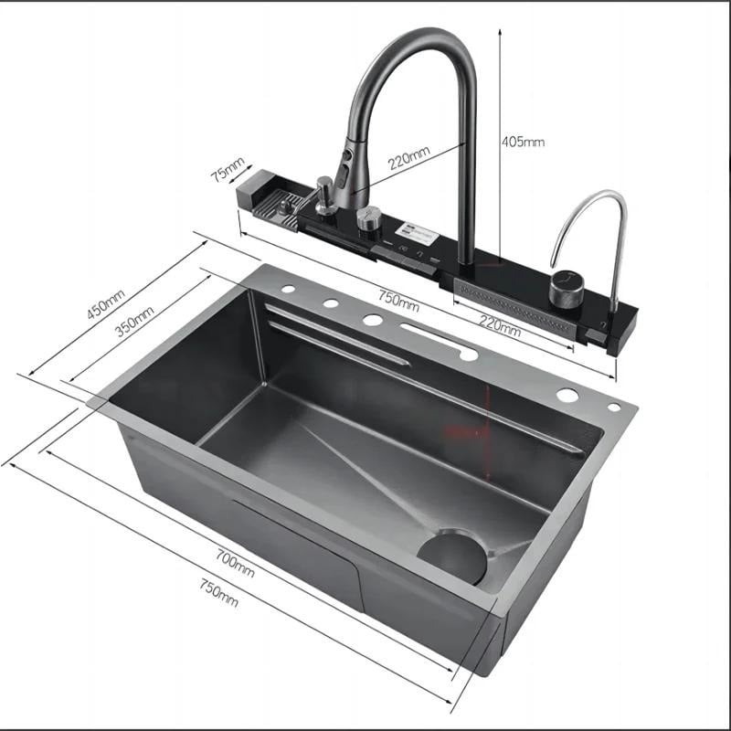 Chiuveta Bucatarie Profesionala Multifunctionala LED, Inox Elit's