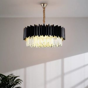 Candelabru Cristal, 8 X E27, Negru, 50cm Elit's