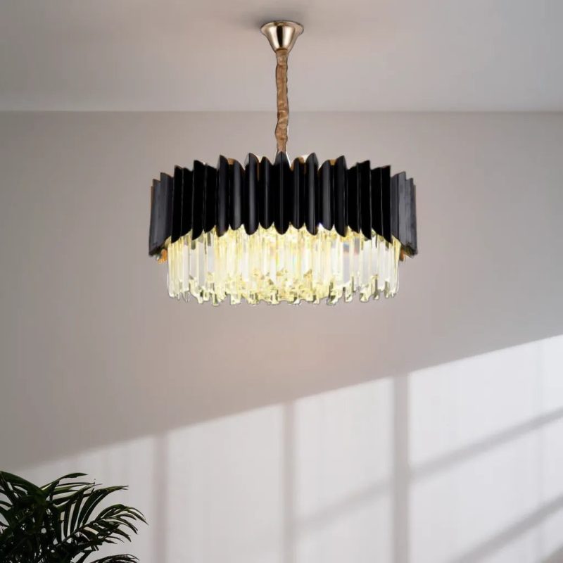 Candelabru Cristal, 8 X E27, Negru, 50cm Elit's