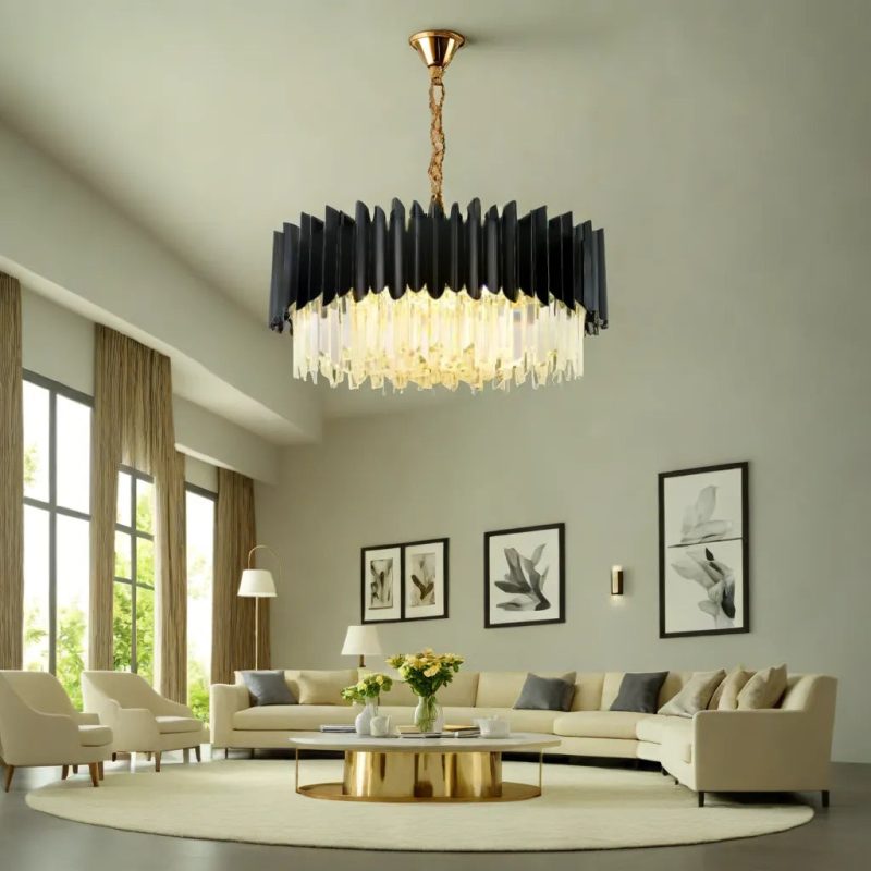 Candelabru Cristal, 3 X E27, Negru, 30cm Elit's