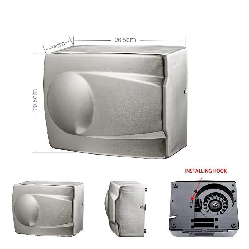 Uscător de Mâini cu Senzor,Elit's 1500W, Aer Cald/Rece, Inox Mat