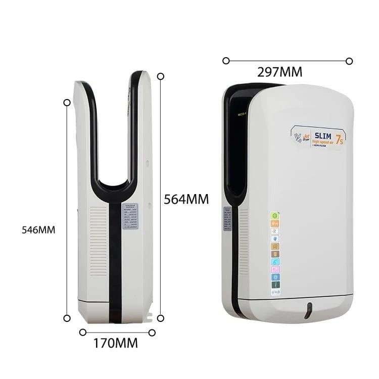 Uscător de Mâini , Senzor JetSlim,Elit's 1800W, Alb, Filtru HEPA