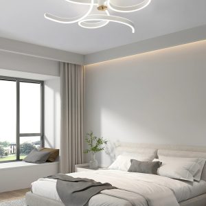 Lustra LED Cu Telecomanda, 3 Tipuri De Lumina, Intensitate Reglabila, 360W, Alb/Auriu