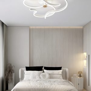 Lustra LED Cu Telecomanda, 3 Tipuri De Lumina, Intensitate Reglabila, 360W, Alb/Auriu Elit's