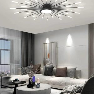 Lustra LED Cu Telecomanda, 3 Tipuri De Lumina, Intensitate Reglabila, 15W, Negru/Auriu Elit's
