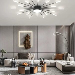 Lustra LED Cu Telecomanda, 3 Tipuri De Lumina, Intensitate Reglabila, 15W, Negru/Auriu Elit's