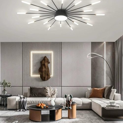 Lustra LED Cu Telecomanda, 3 Tipuri De Lumina, Intensitate Reglabila, 15W, Negru/Auriu Elit's
