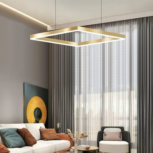 Lustra LED Suspendata Cu Telecomanda,Elit's 3 Tipuri De Lumina, Inaltime Reglabila, 39W, Auriu