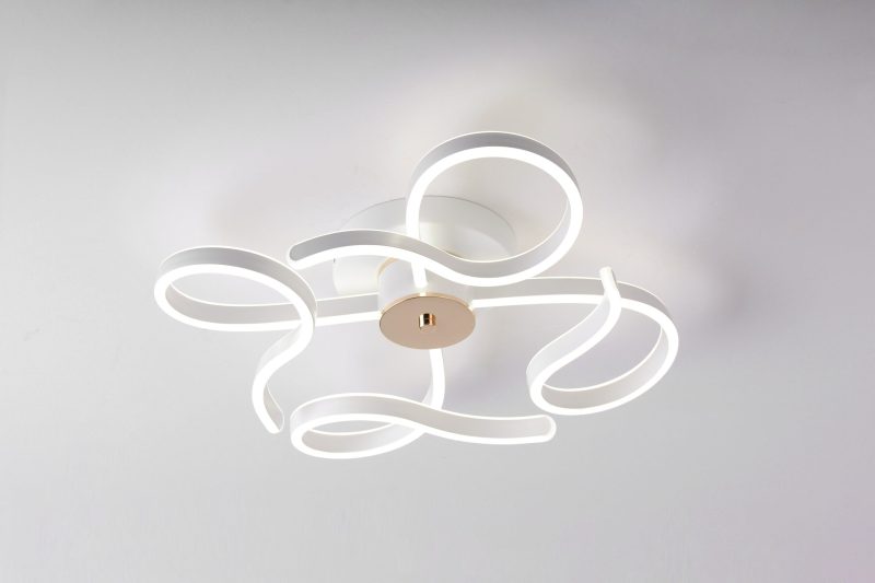 Lustra LED Cu Telecomanda, 3 Tipuri De Lumina, Intensitate Reglabila, 288W, Alb/Auriu