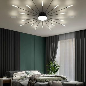 Lustra LED Cu Telecomanda, 3 Tipuri De Lumina, Intensitate Reglabila, 15W, Negru/Auriu Elit's