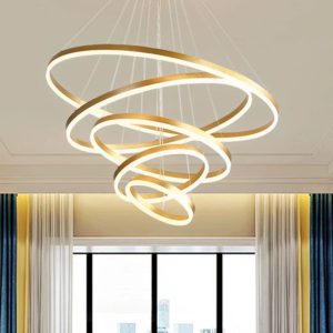 Lustra LED Cu Telecomanda, 5 cercuri, Gold Elit's