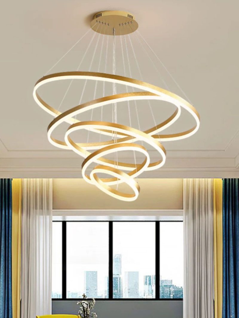 Lustra LED Cu Telecomanda, 5 cercuri, Gold Elit's
