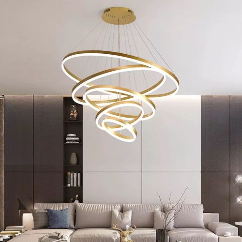 Lustra LED Cu Telecomanda, 5 cercuri, Gold Elit's