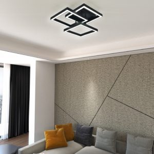 Lustra LED Cu Telecomanda, 3 Tipuri de Lumina, Intensitate Reglabila, 60W, Negru