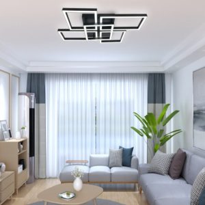 Lustra LED Cu Telecomanda,Elit's 3 Tipuri de Lumina, Intensitate Reglabila, 100W, Negru