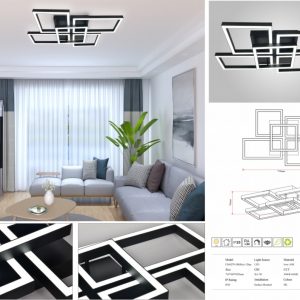 Lustra LED Cu Telecomanda,Elit's 3 Tipuri de Lumina, Intensitate Reglabila, 100W, Negru