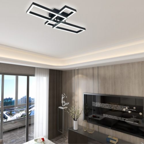Lustra LED Cu Telecomanda,Elit's 3 Tipuri de Lumina, Intensitate Reglabila, 50W, Negru