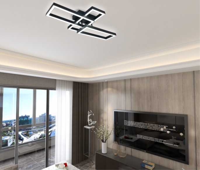 Lustra LED Cu Telecomanda,Elit's 3 Tipuri de Lumina, Intensitate Reglabila, 50W, Negru