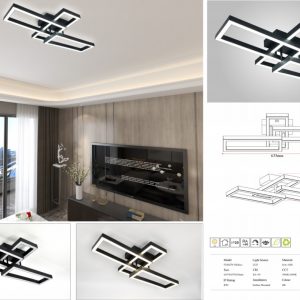 Lustra LED Cu Telecomanda,Elit's 3 Tipuri de Lumina, Intensitate Reglabila, 50W, Negru