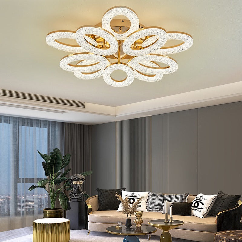 Lustra LED Cu Telecomanda, 3 Tipuri De Lumina, Intensitate Reglabila, 200W, Auriu