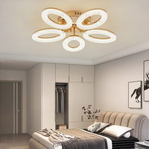 Lustra Cu Telecomanda, 3 Tipuri De Lumina, Intensitate Reglabila, 100W, Auriu Elit's