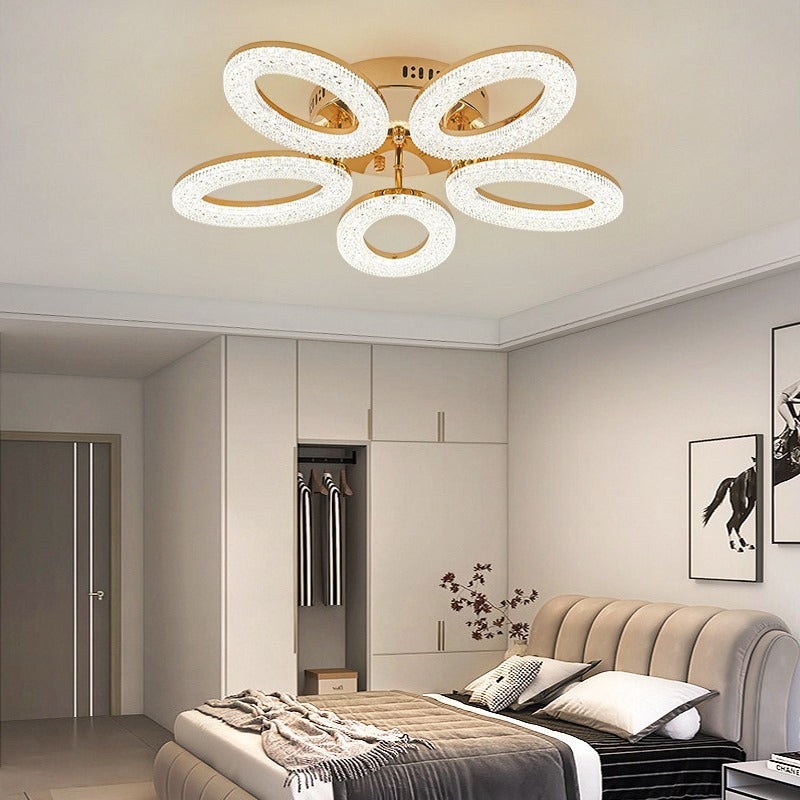 Lustra Cu Telecomanda, 3 Tipuri De Lumina, Intensitate Reglabila, 100W, Auriu Elit's
