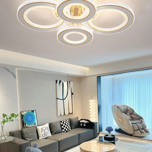 Lustra LED Cu Telecomanda, 3 Tipuri De Lumina Plus Lumina RGB, Intensitate Reglabila, 186W, Auriu Elit's