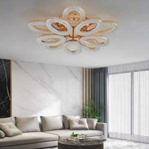 Lustra LED Cu Telecomanda, 3 Tipuri De Lumina, Intensitate Reglabila, 200W, Auriu