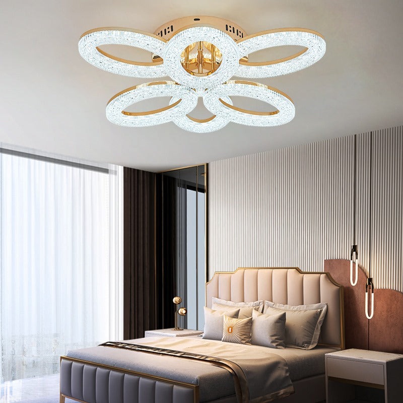 Lustra Cu Telecomanda, 3 Tipuri De Lumina, Intensitate Reglabila, 120W, Auriu Elit's