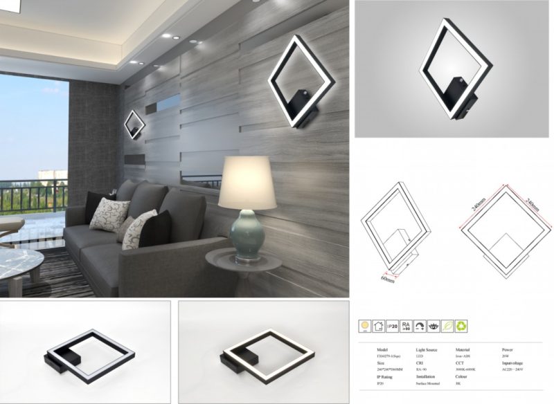 3_7d7e5d39-d682-4c9a-a0de-ec2519 Aplica LED Perete,Elit's Cu Telecomanda, 3 Tipuri De Lumina, 20W, Negru