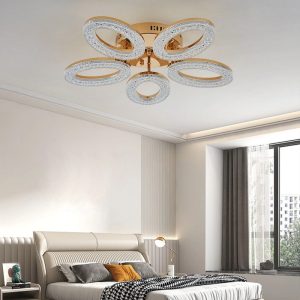 Lustra Cu Telecomanda, 3 Tipuri De Lumina, Intensitate Reglabila, 100W, Auriu Elit's