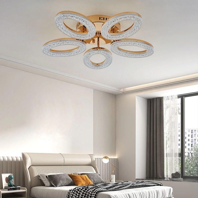 Lustra Cu Telecomanda, 3 Tipuri De Lumina, Intensitate Reglabila, 100W, Auriu Elit's