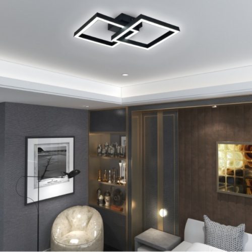 Lustra LED cu Telecomanda,Elit's 3 Tipuri de Lumina, Intensitate Reglabila, 37W, Negru