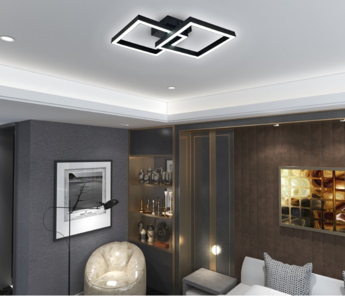 Lustra LED cu Telecomanda,Elit's 3 Tipuri de Lumina, Intensitate Reglabila, 37W, Negru